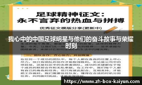 我心中的中国足球明星与他们的奋斗故事与荣耀时刻